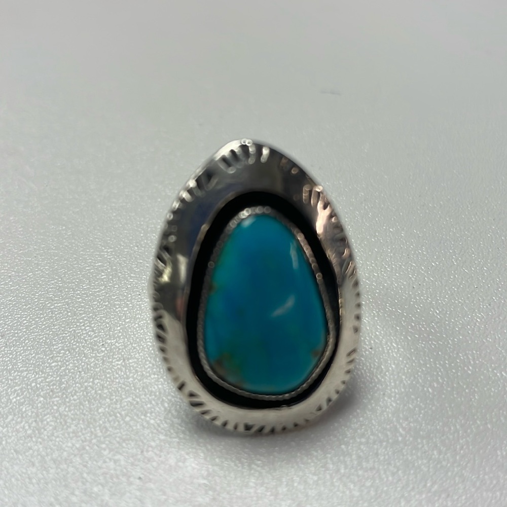 Turquoise and Sterling Silver Teardrop Ring size 6